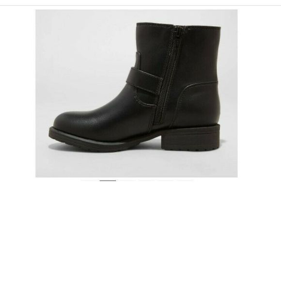 Cat & Jack Alessandra Zipper Booties Black 4 - Picture 2 of 4